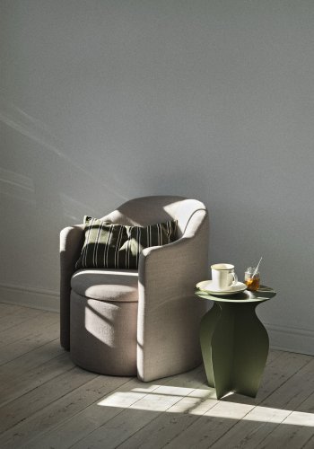 BROSTE COPENHAGEN Urna Beistelltisch, rund – weinblattgrünes Eisen (35)