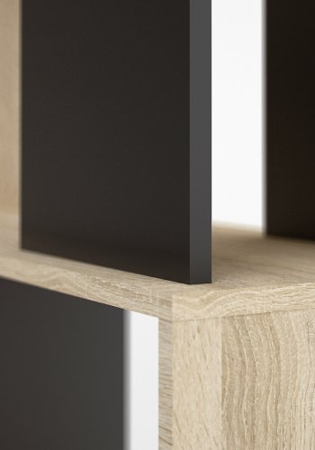 TVILUM Maze Bcherregal  Struktur aus natrlicher Eiche/Schwarz, mit 7 Fchern (H: 173,5 cm x 80 cm x 29,5 cm)