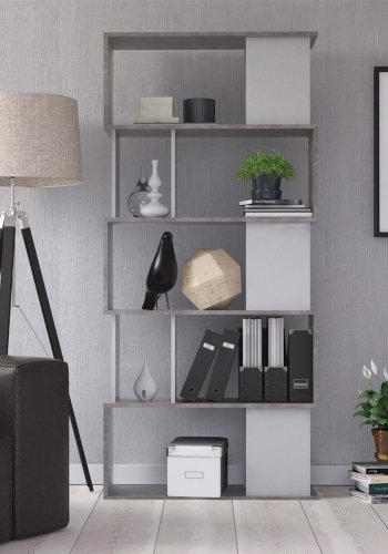 TVILUM Maze Bücherregal - grau/weiße Folie und Kunststoff