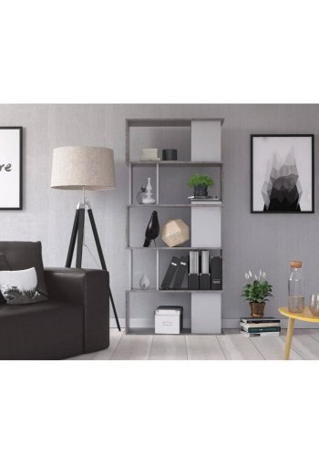 TVILUM Maze Bücherregal - grau/weiße Folie und Kunststoff