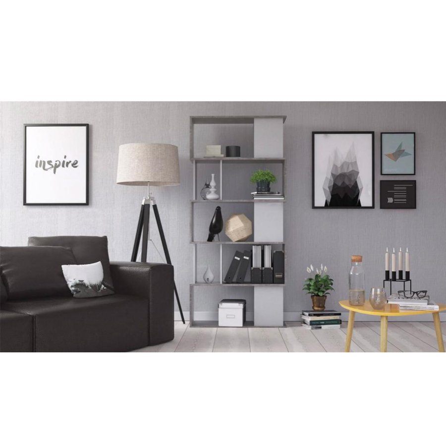 TVILUM Maze Bücherregal - grau/weiße Folie und Kunststoff