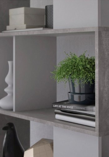 TVILUM Maze Bücherregal - grau/weiße Folie und Kunststoff