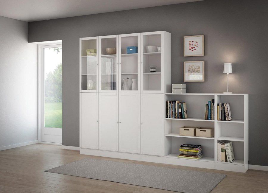 TVILUM Basic bokkasse - hvit, m. 4 hyller (H: 203,2 cm x 40,6 cm x 26,75 cm)