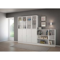 Basic reolsystem - hvid/klar glas, m. 8 lger