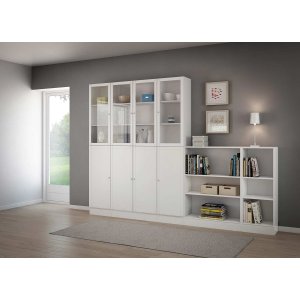 TVILUM Basic Hyllsystem - Vitt / Klarglas, med 8 Luckor