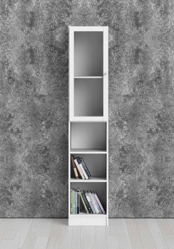 TWILUM Basic reol - klart glass og hvit, m. 1 dr