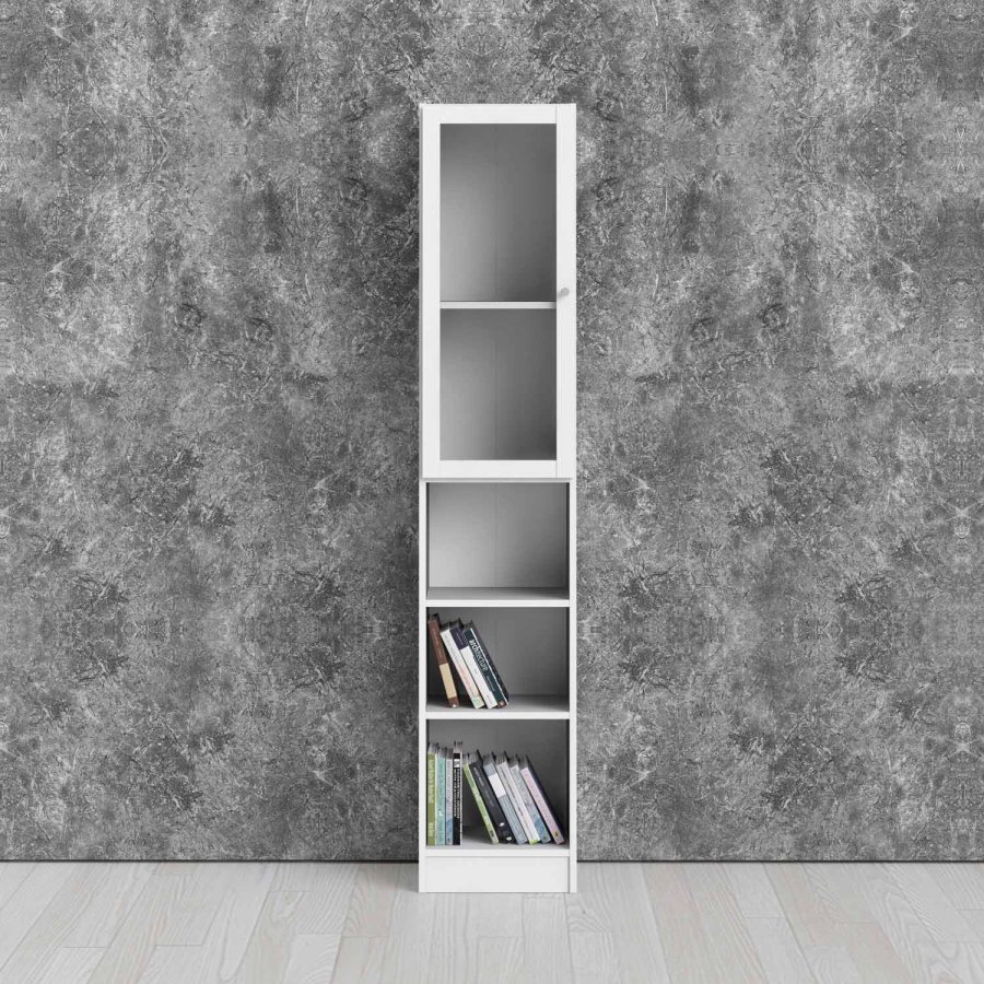 TWILUM Basic reol - klart glass og hvit, m. 1 dr