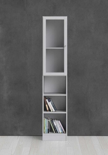 TWILUM Basic reol - klart glass og hvit, m. 1 dr