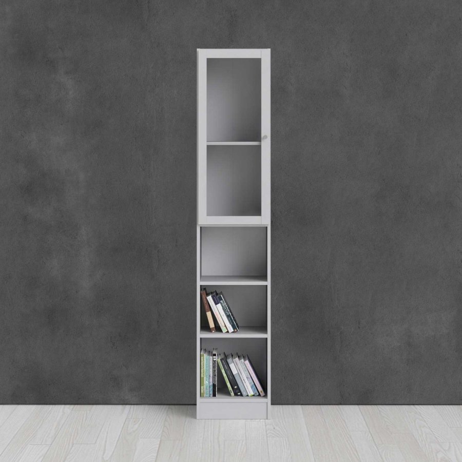 TWILUM Basic reol - klart glass og hvit, m. 1 dr