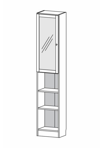 TVILUM Basic bokhylle, m. 1 glassdr - hvit og eikefarget folie