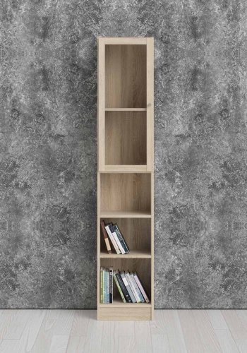 TWILUM Basic reol - klart/naturglass/eik struktur, m. 1 dr