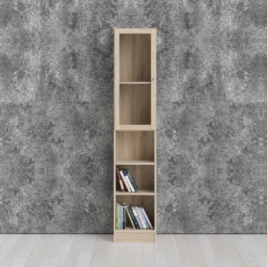 TWILUM Basic reol - klart/naturglass/eik struktur, m. 1 dr