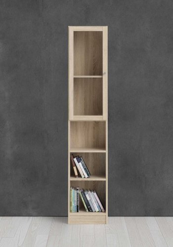 TWILUM Basic reol - klart/naturglass/eik struktur, m. 1 dr