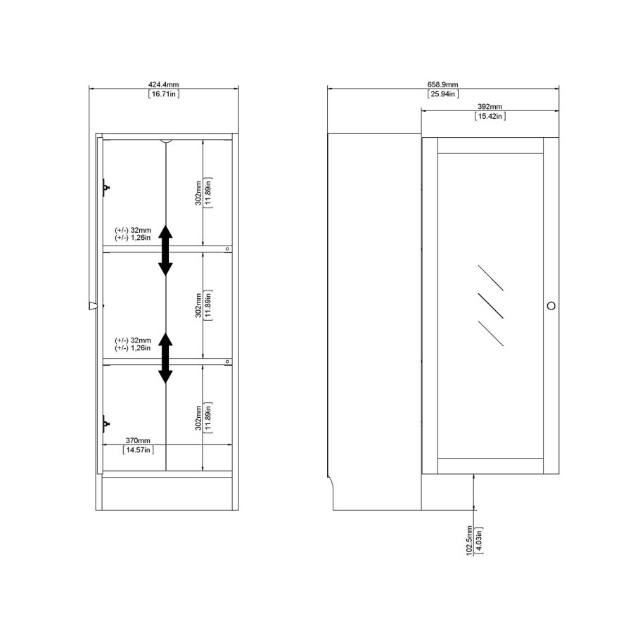 TVILUM Basic bokhylle - hvit/eik struktur, m. 1 dr og 2 hyller (H: 107,2 cm x 40,6 cm x 28,3 cm)