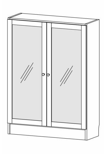 TVILUM Basic bokhylle, m. 2 glassdrer - hvit og eikefarget folie