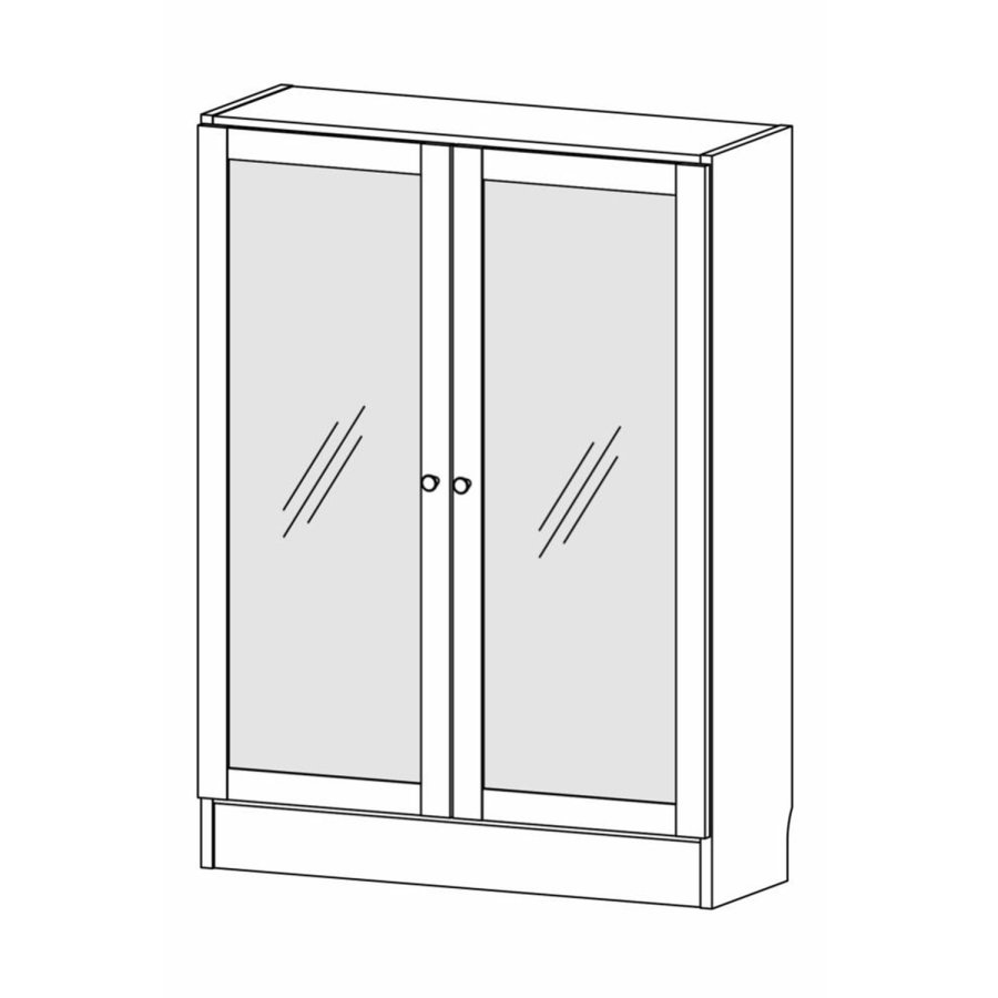 TVILUM Basic bokhylle, m. 2 glassdrer - hvit og eikefarget folie