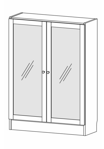 TVILUM Basic Bokhylla, med 2 Glasdörrar - Vit och Ekfärgad Folie