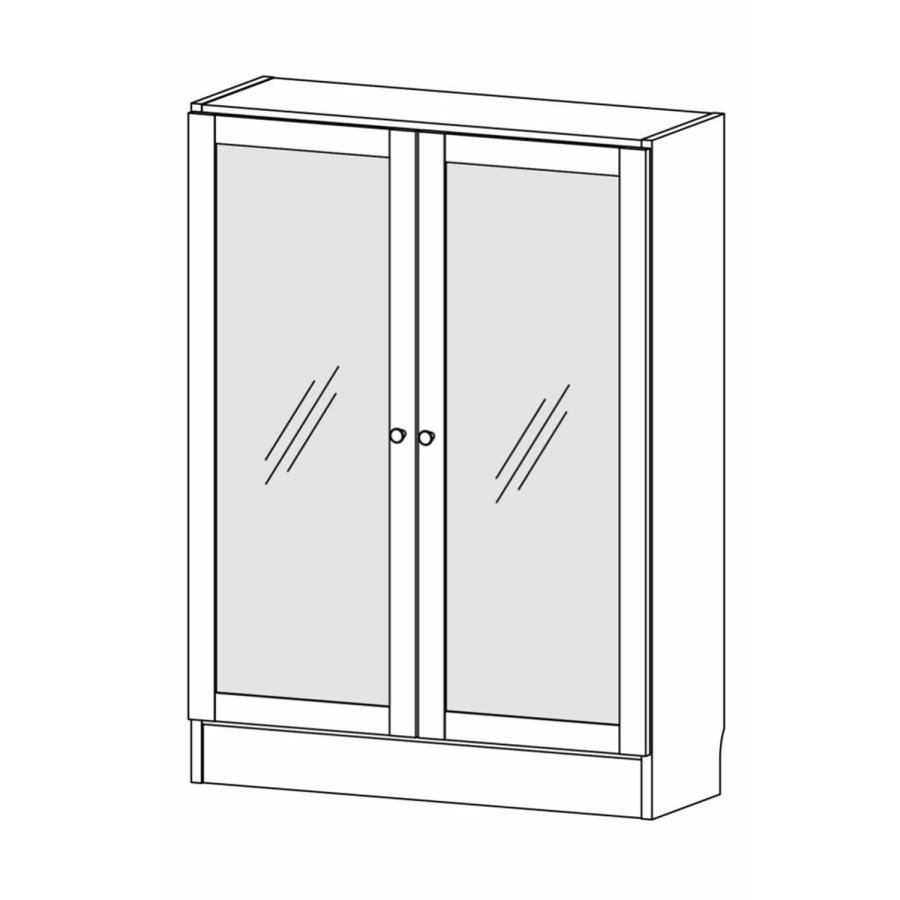 TVILUM Basic Bokhylla, med 2 Glasdörrar - Vit och Ekfärgad Folie