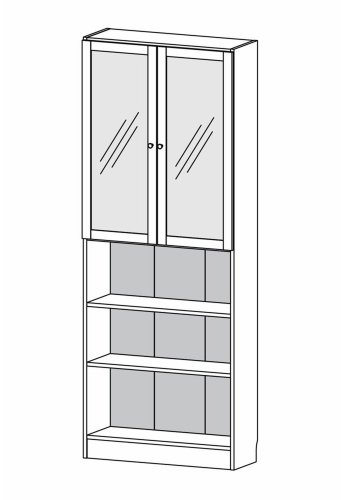 TVILUM Basic bokhylle, m. 2 glassdrer - hvit og eikefarget folie