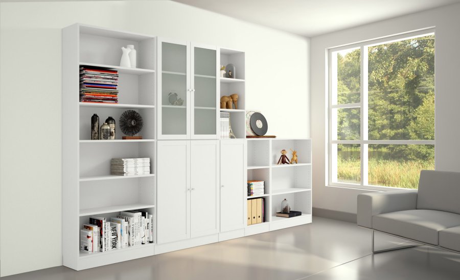 TVILUM Basic bogkasse - hvid, m. 4 hylder(H:203,2cm x79cm x 26,72cm)