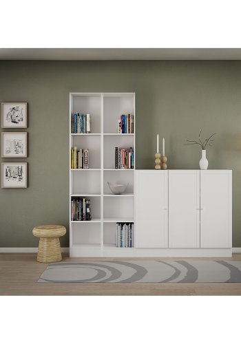 TVILUM Basic reol - hvid, m. 1 lge og 2 hylder (H:107,2cm x40,6cm x 28,3cm)