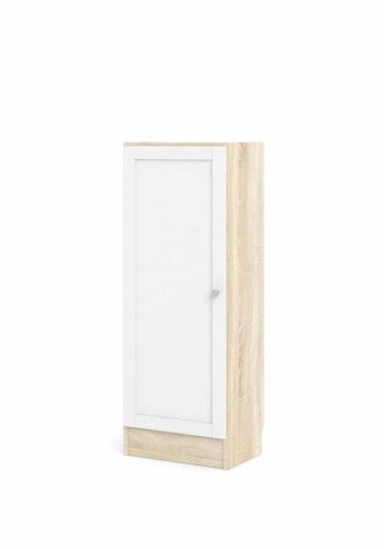 TWILUM Basic bokhylle, m. 1 dr - hvit og eikefarget folie