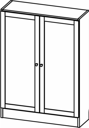 TWILUM Basic bokhylle, m. 2 drer - hvit og eikefarget folie