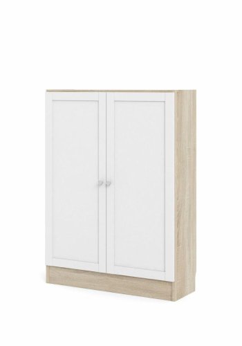 TWILUM Basic bokhylle, m. 2 drer - hvit og eikefarget folie