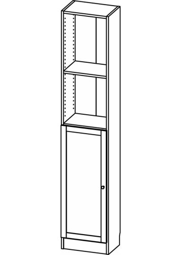 TVILUM Basic bokhylle, m. 1 dr - hvit og eikefarget folie