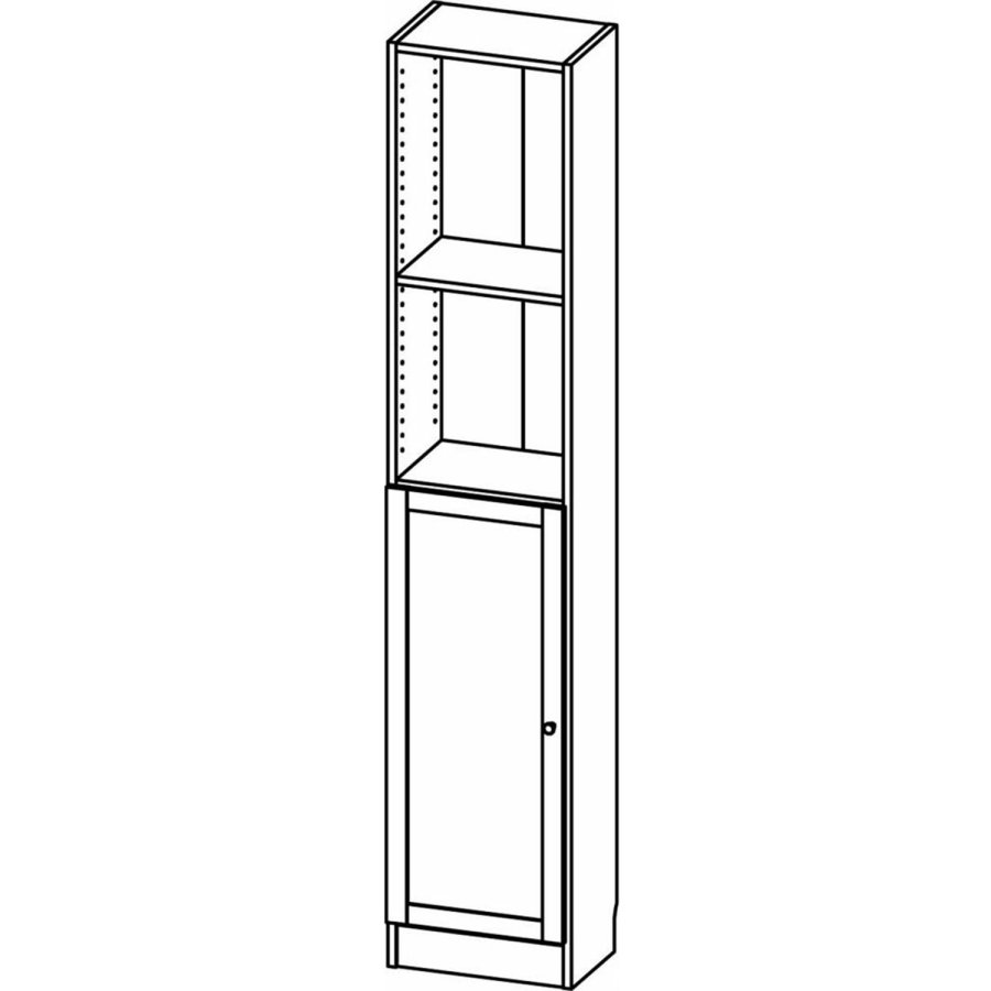 TVILUM Basic bokhylle, m. 1 dr - hvit og eikefarget folie