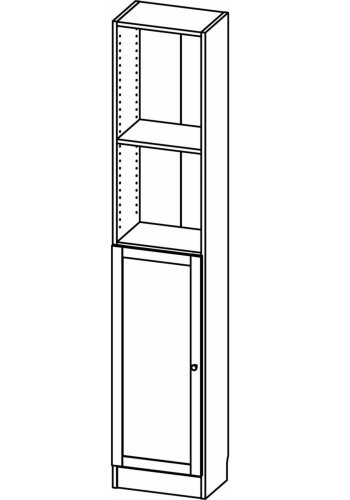 TVILUM Basic bokhylle, m. 1 dr - eikefarget folie
