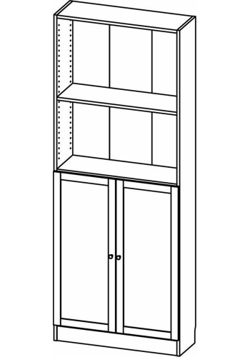 TVILUM Basic bokhylle, m. 2 drer - eikefarget folie