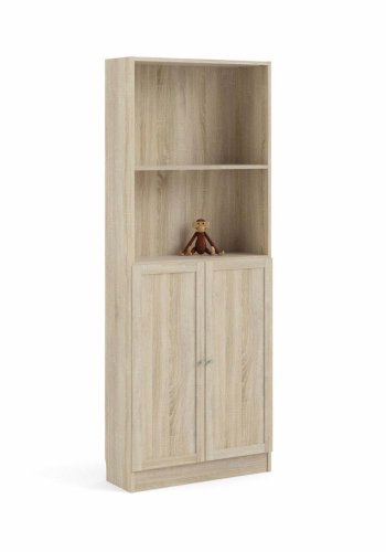 TVILUM Basic bokhylle, m. 2 drer - eikefarget folie