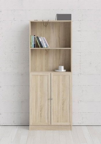 TVILUM Basic bokhylle, m. 2 drer - eikefarget folie