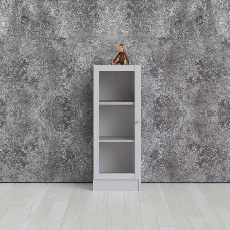 TWILUM Basic reol - klart glass/hvit, m. 1 dr og 2 hyller 