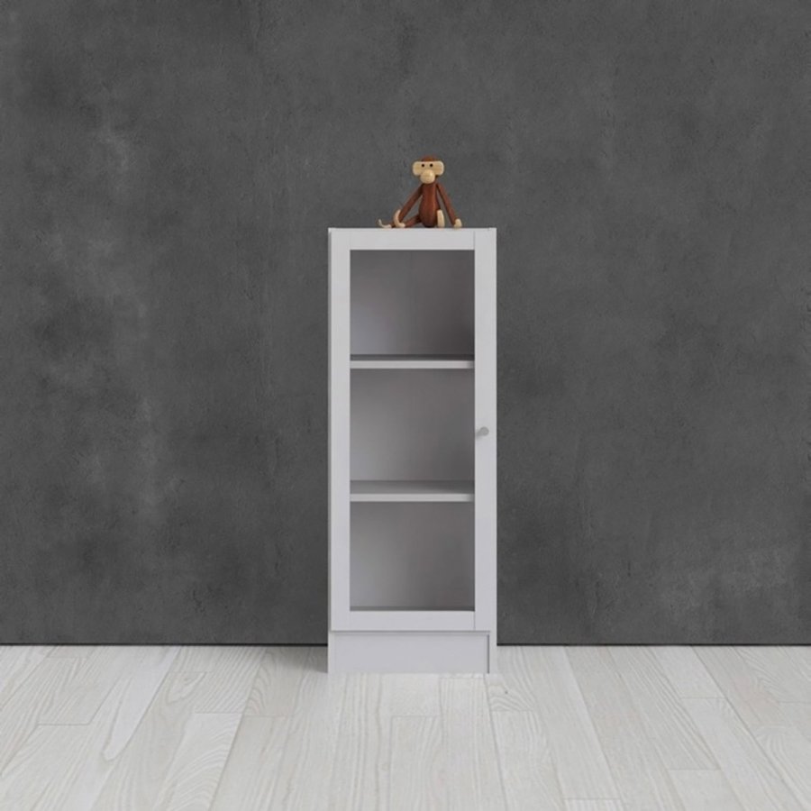 TWILUM Basic reol - klart glass/hvit, m. 1 dr og 2 hyller 