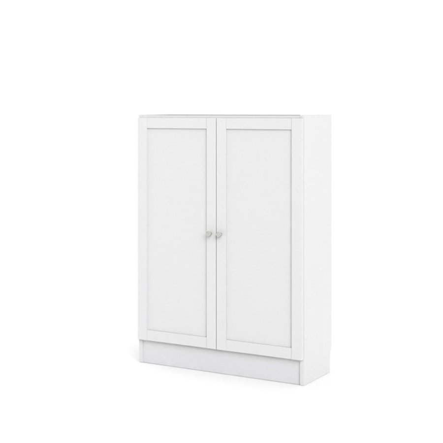 TVILUM Basic reol - hvit, m. 2 drer og 2 hyller (H: 107,2 cm x 79 cm x 28,3 cm)
