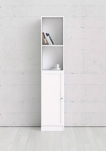 TWILUM Basic reol - hvit, m. 1 dr og 4 hyller 