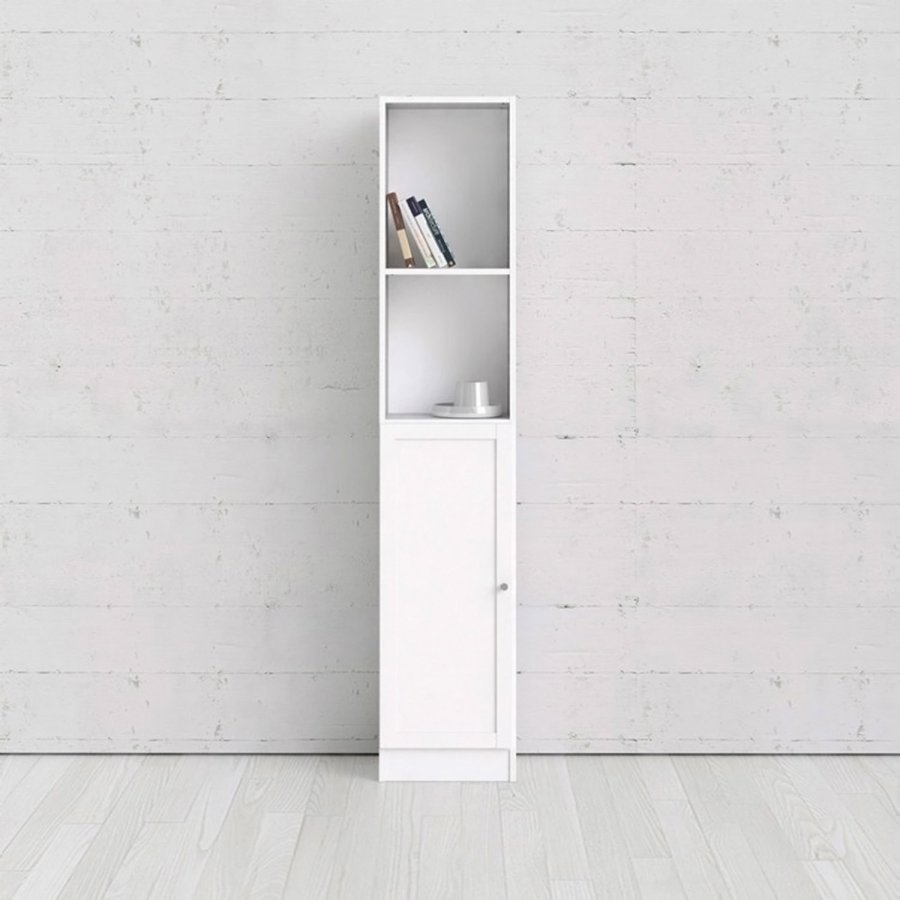 TWILUM Basic reol - hvit, m. 1 dr og 4 hyller 