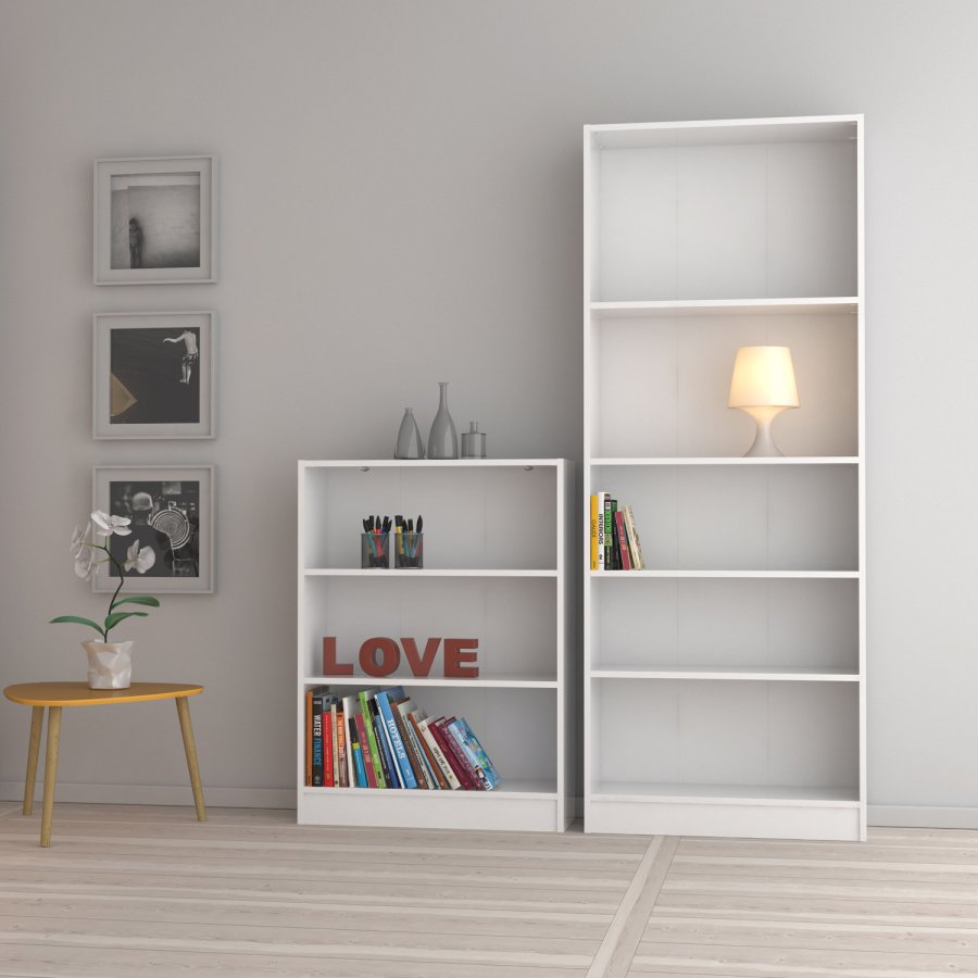 TVILUM Basic bogkasse - hvid, m. 4 hylder(H:203,2cm x79cm x 26,72cm)