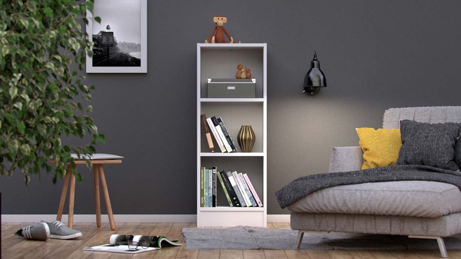 TWILUM Basic bokkasse - hvit, m. 2 hyller 