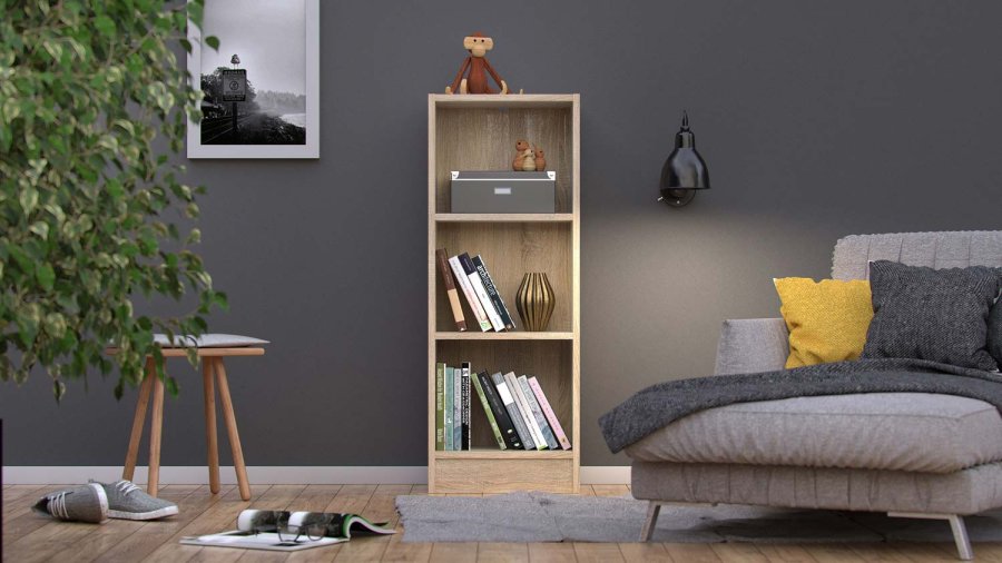 TWILUM Basic bokkasse - eikestruktur, m. 2 hyller