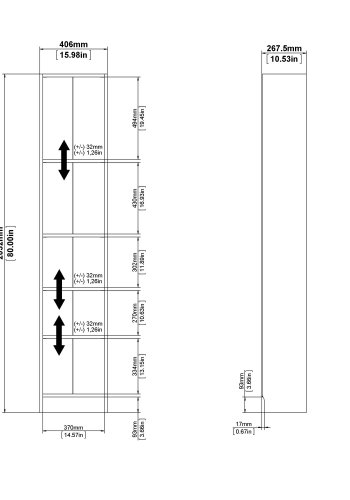 TVILUM Basic bokkasse - eikestruktur, m. 4 hyller (H: 203,2 cm x 40,6 cm x 26,75 cm)