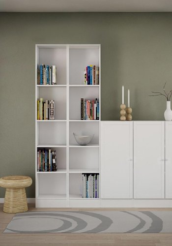 TVILUM Basic bokkasse - hvit, m. 4 hyller (H: 203,2 cm x 40,6 cm x 26,75 cm)