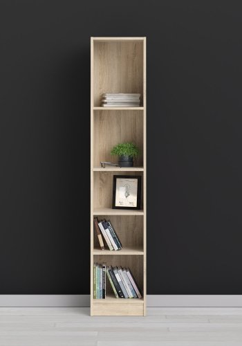 TVILUM Basic bokkasse - eikestruktur, m. 4 hyller (H: 203,2 cm x 40,6 cm x 26,75 cm)