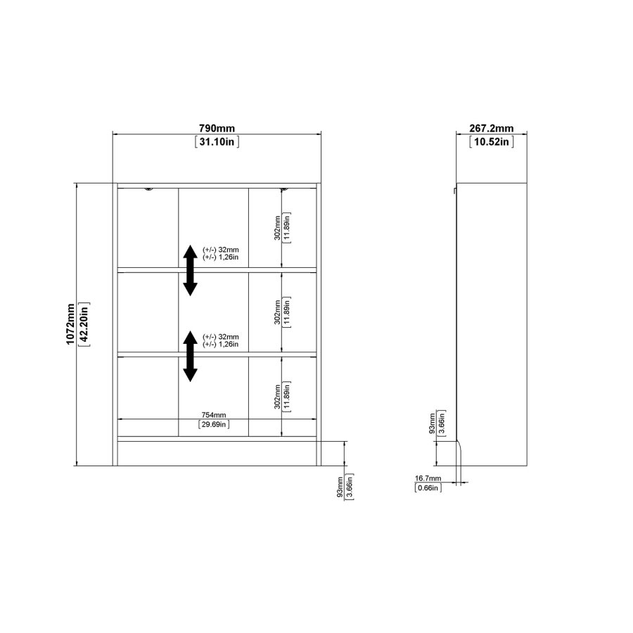 TWILUM Basic bokkasse - eikestruktur, m. 2 hyller