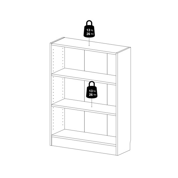 Basic bogkasse - hvid, m. 2 hylder