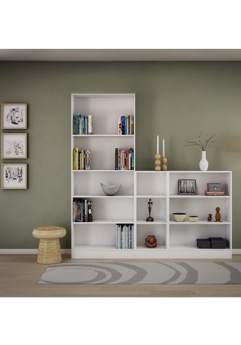 TVILUM Basic bogkasse - hvid, m. 4 hylder(H:203,2cm x79cm x 26,72cm)