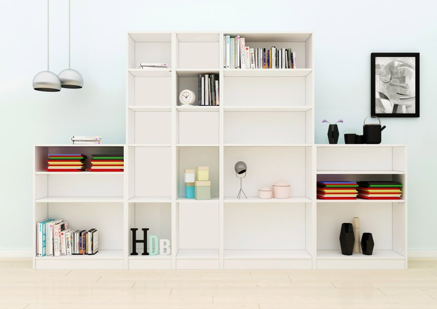 TVILUM Basic bokkasse - hvit, m. 4 hyller (H: 203,2 cm x 40,6 cm x 26,75 cm)