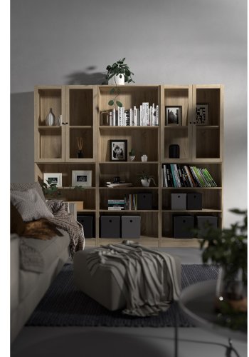 TVILUM Basic bokkasse - eikestruktur, m. 4 hyller (H: 203,2 cm x 79 cm x 26,72 cm)